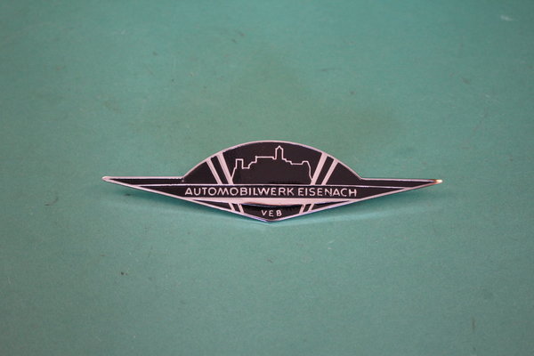 Emblem / Firmenzeichen schwarz flach für die Motorhaube des Wartburg 311 / 312 / 353  -  3110541262
