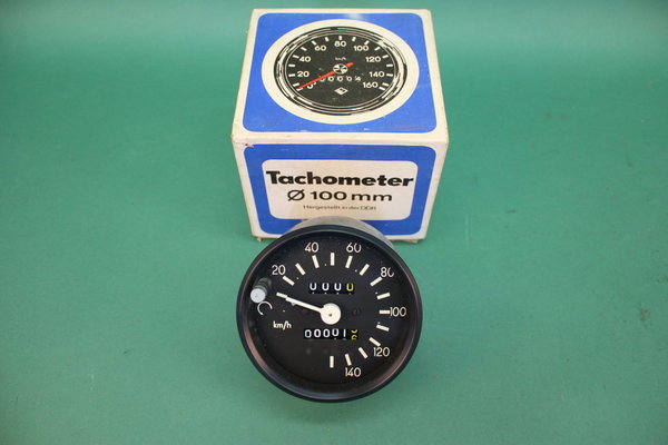 Tachometer 140km/h mit Tageszählwerk und schwarzen Ring für den Wartburg 353   -   9117004961
