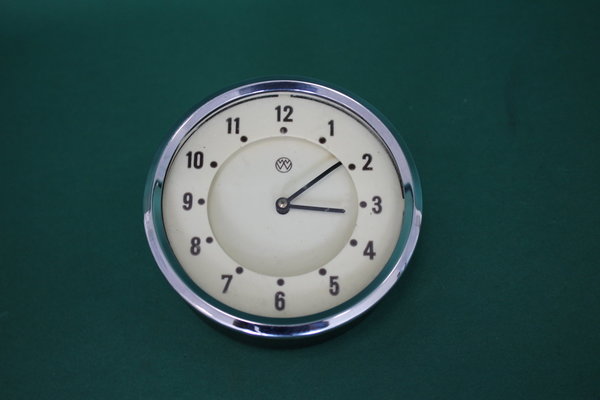 Uhr / Zeituhr mit glatter Glasscheibe, Chromring und elfenbeinfarbenes Ziffernblatt   -   3091241620