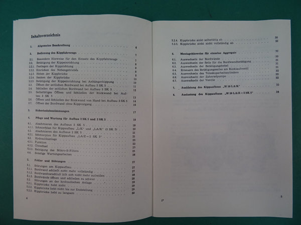 Betriebsanleitung Handbuch LKW IFA W50 Kippaufbauten 1987 - 1210811112