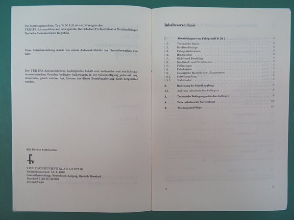 Betriebsanleitung Handbuch LKW IFA W50 L/S 1986 - 1210811124